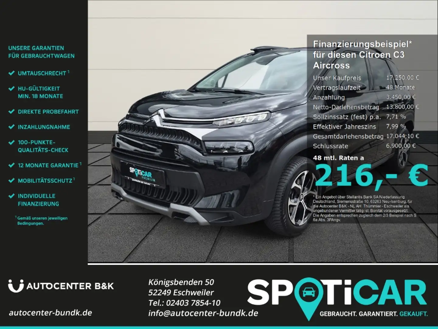 Citroen C3 Aircross PureTech 130 EAT6 PLUS Navi Grip-Control GJR Schwarz - 1