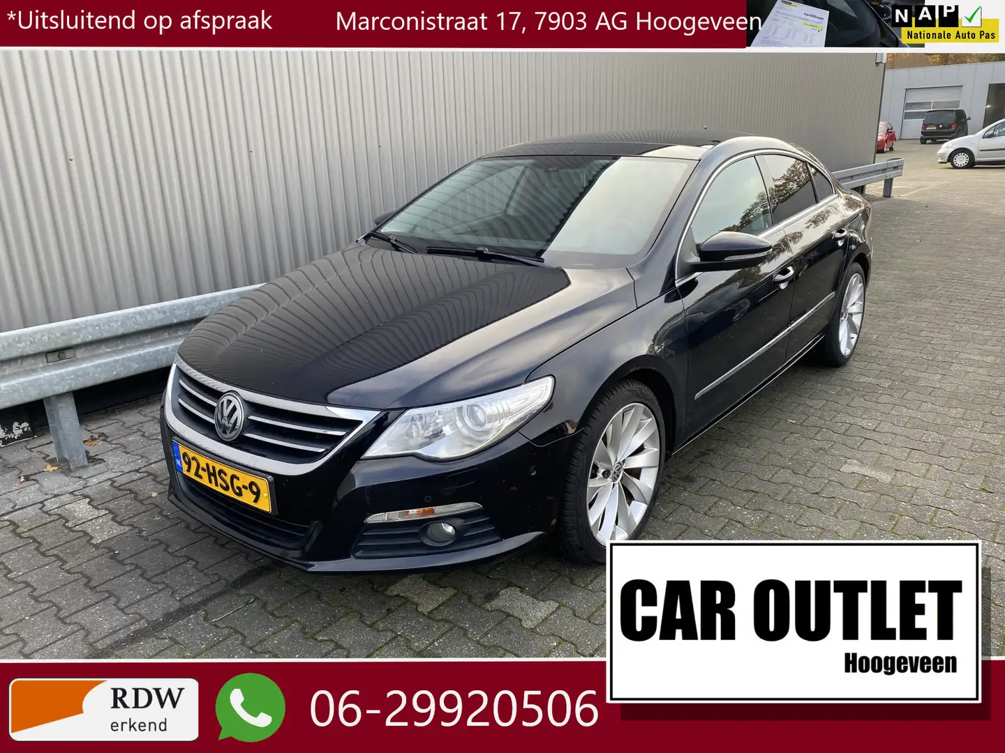 Volkswagen Passat CC 1.8 TSI 4p. DSG, Clima, Leer, Stoelvw, Schuif/Kant Zwart - 1