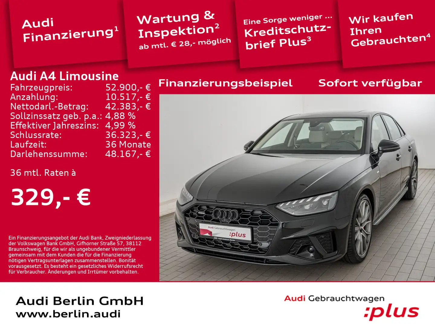 Audi A4 S line 45 TFSI qu.S tr. STDHZG 360° Schwarz - 1
