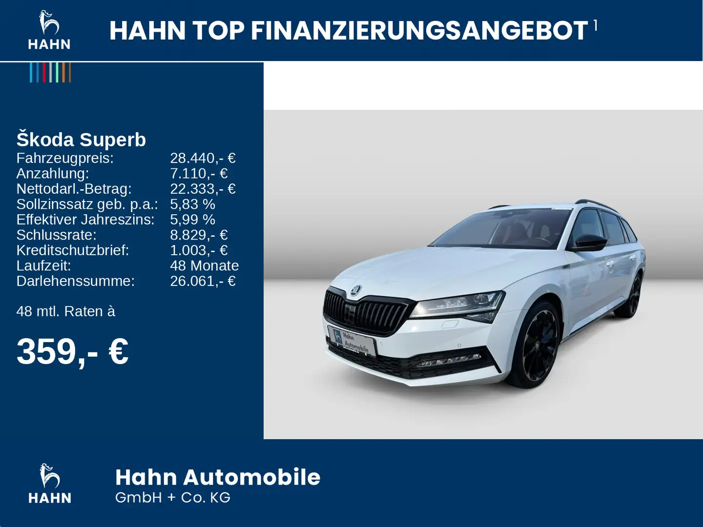 Skoda Superb Combi 2.0TDI DSG Sportline AHK Pano Stand Blanc - 2