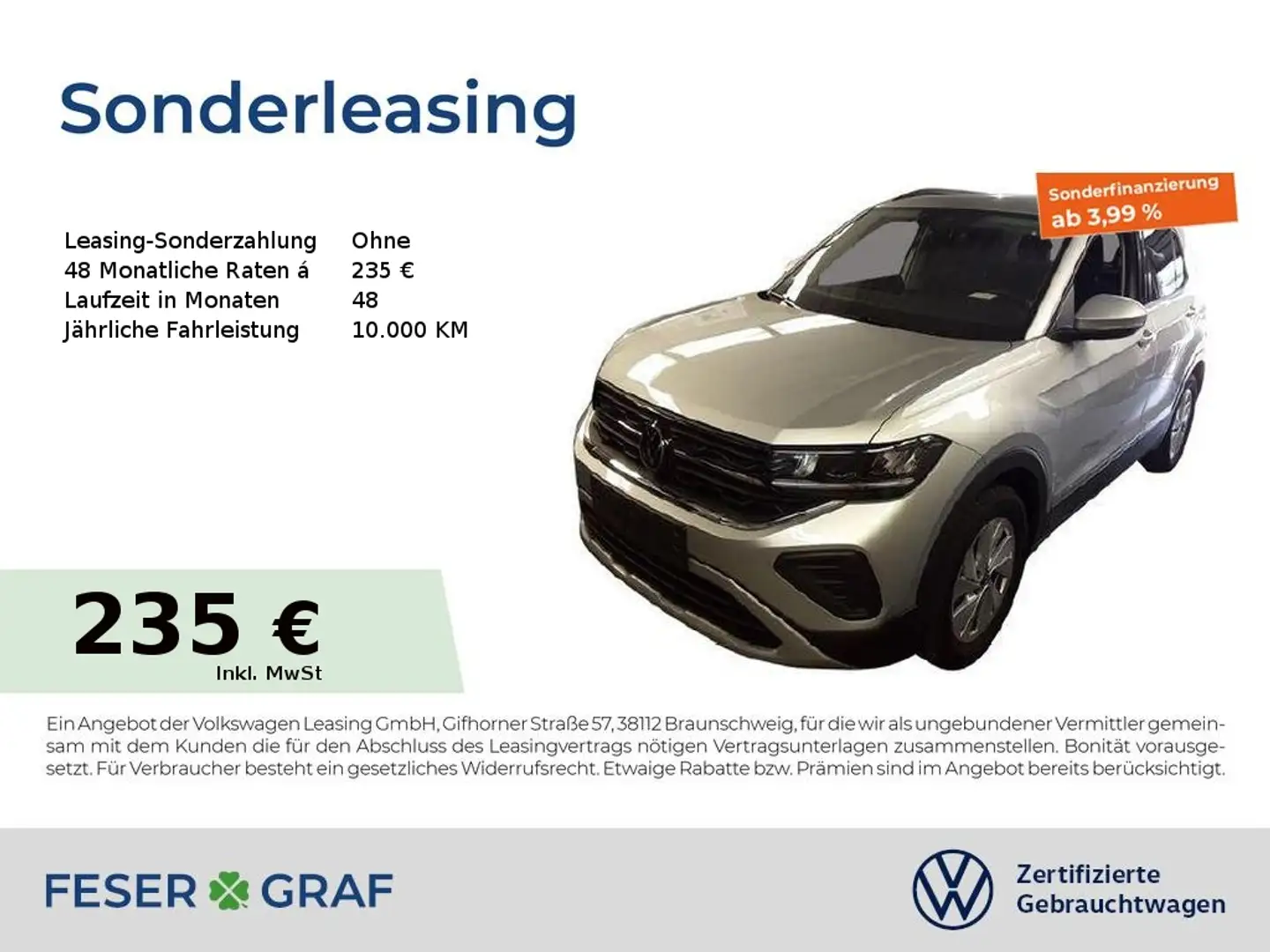Volkswagen T-Cross Life 1.0 TSI DSG Navi LED SiHz Silber - 1