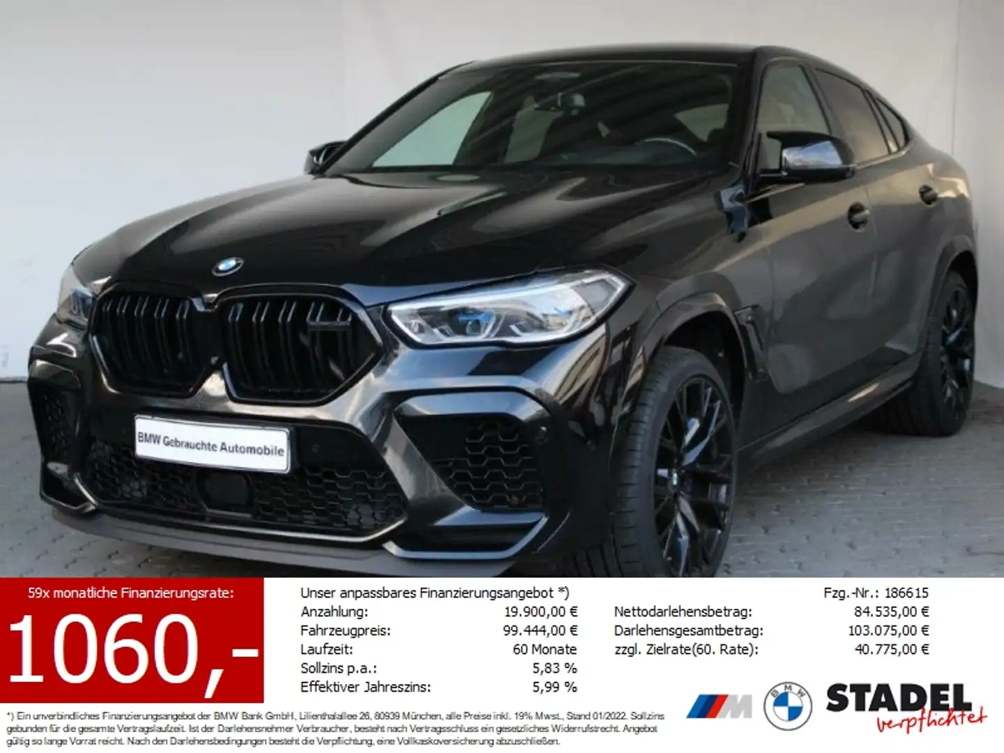 BMW X6 M Competition MDrivers P Laser.ACC.360°.Pano Schwarz - 1