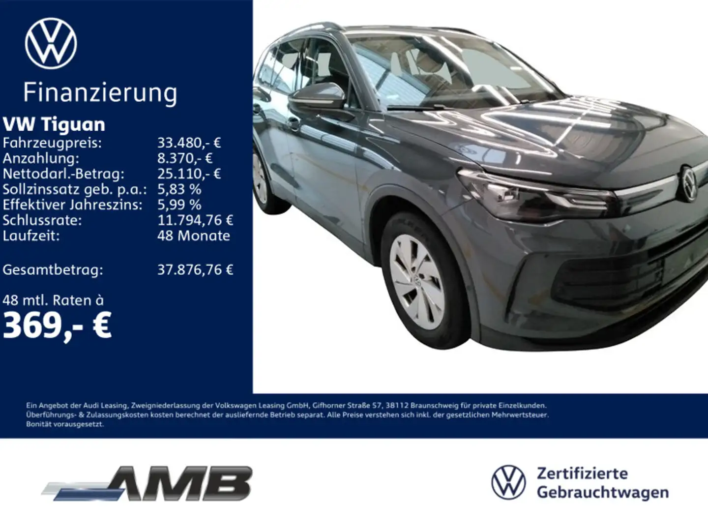 Volkswagen Tiguan 1.5 eTSI AHK/LED/Nav/Sitzhz/04.30Garantie Grau - 1