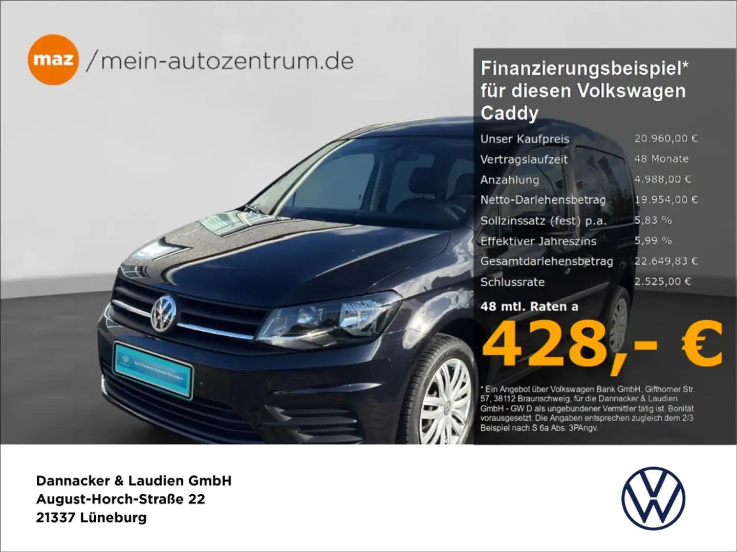 Volkswagen Caddy 1.4 TSI PDC Klima Bluetooth Comp. Colour uvm Schwarz - 1