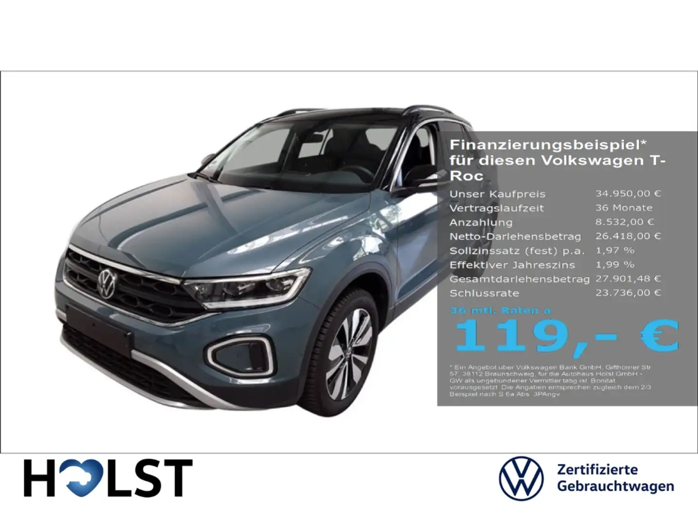 Volkswagen T-Roc 2.0TDI Goal DSG AHK GJR SHZ ACC Blau - 1