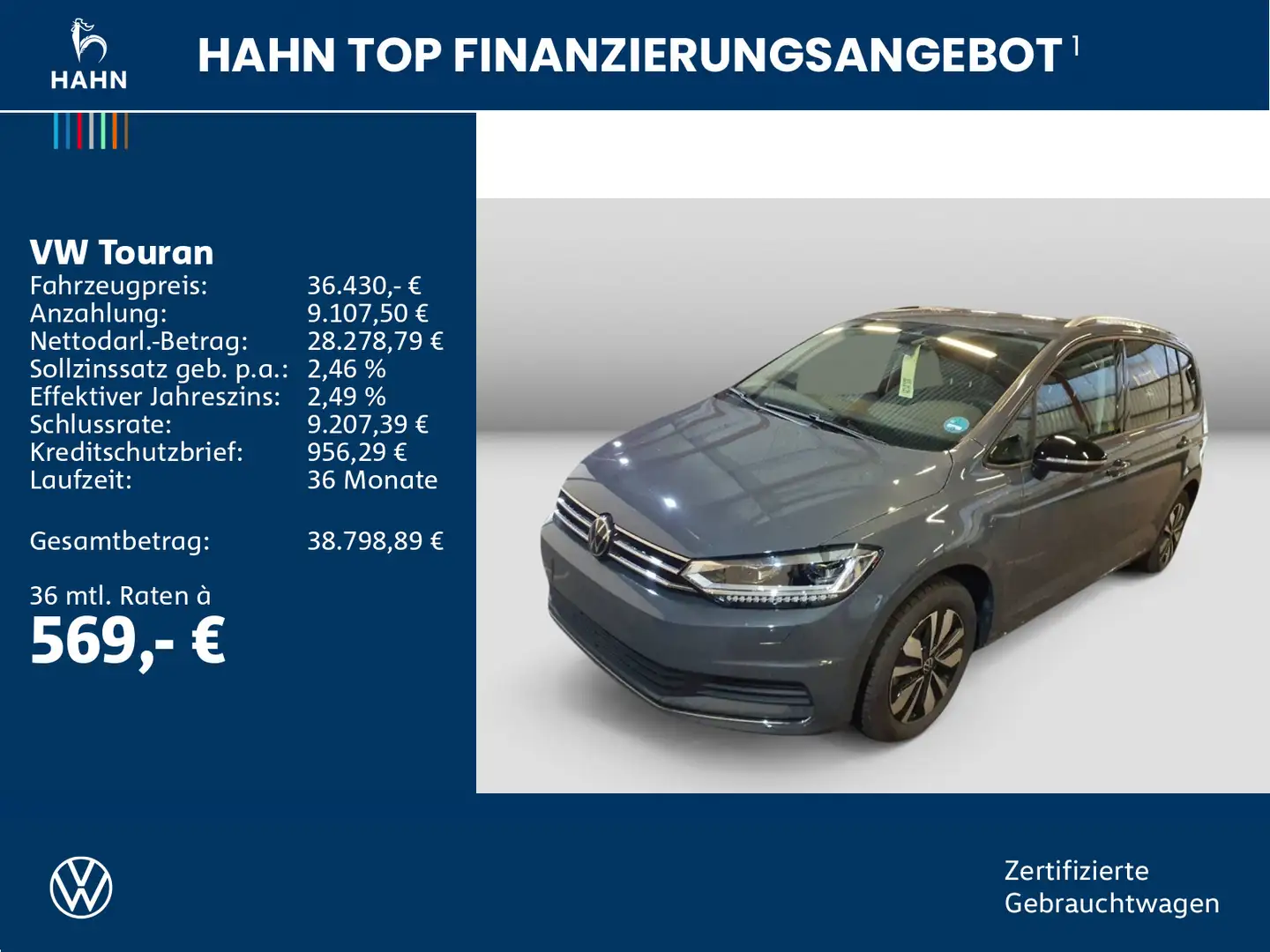 Volkswagen Touran 1.5 TSI DSG Goal 7 Sitzer LED Navi ACC Grau - 2