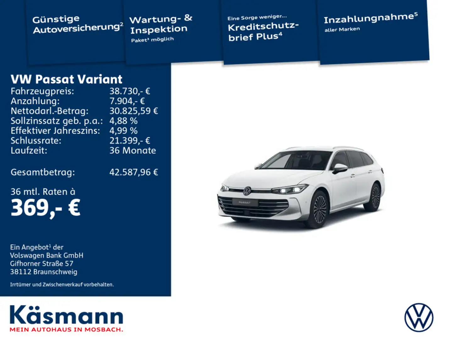 Volkswagen Passat Variant Elegance 2.0TDI MATRIX NAV ACC PD Weiß - 1