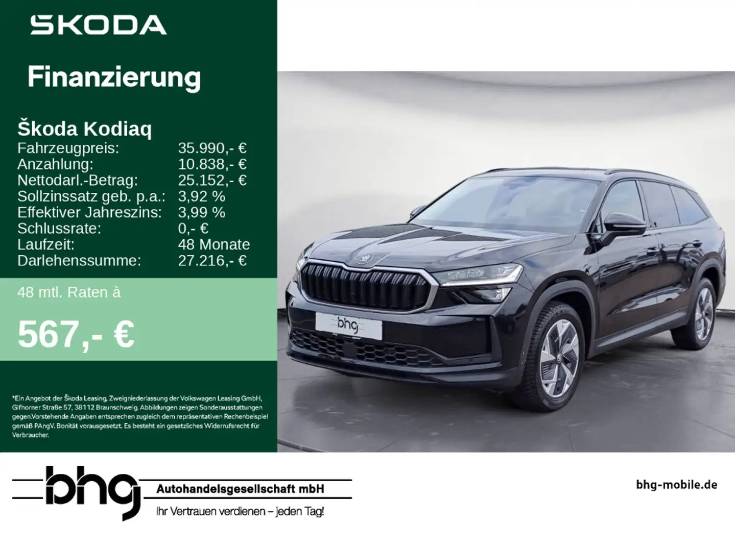 Skoda Kodiaq 1.5 TSI mHEV DSG SELECTION ACC-Front-Side Schwarz - 1