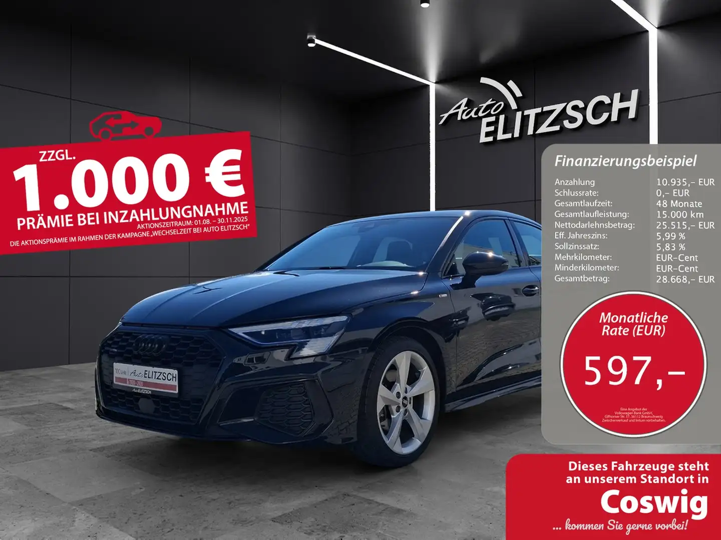Audi A3 Limousine 40 TFSI quattro S-line S-tronic Matri... Schwarz - 1