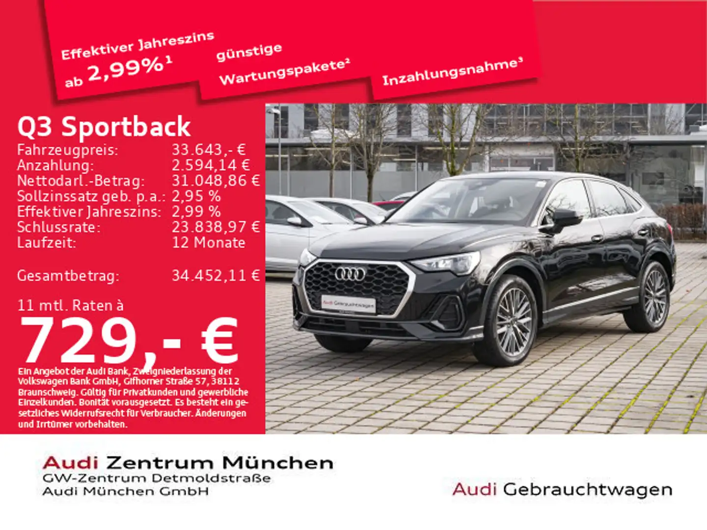 Audi Q3 45 TFSI e S tronic Pano/SONOS/Navi+ Schwarz - 1
