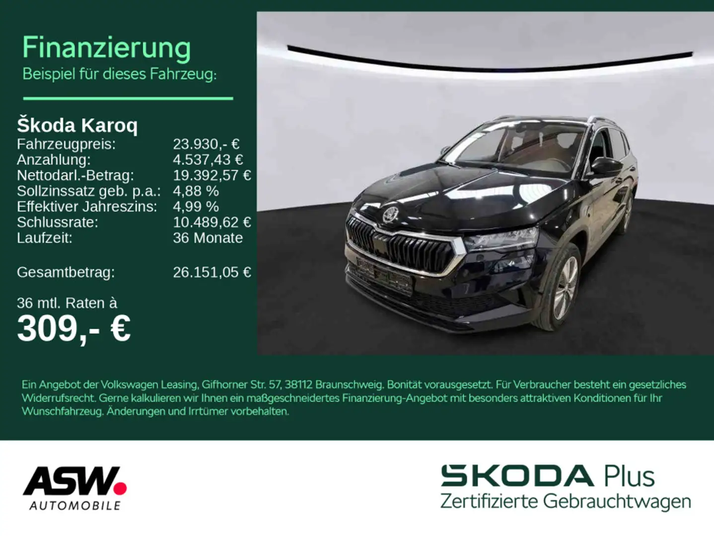 Skoda Karoq Ambition 2.0 TDI DSG LED Navi RFK ACC AHK Schwarz - 1