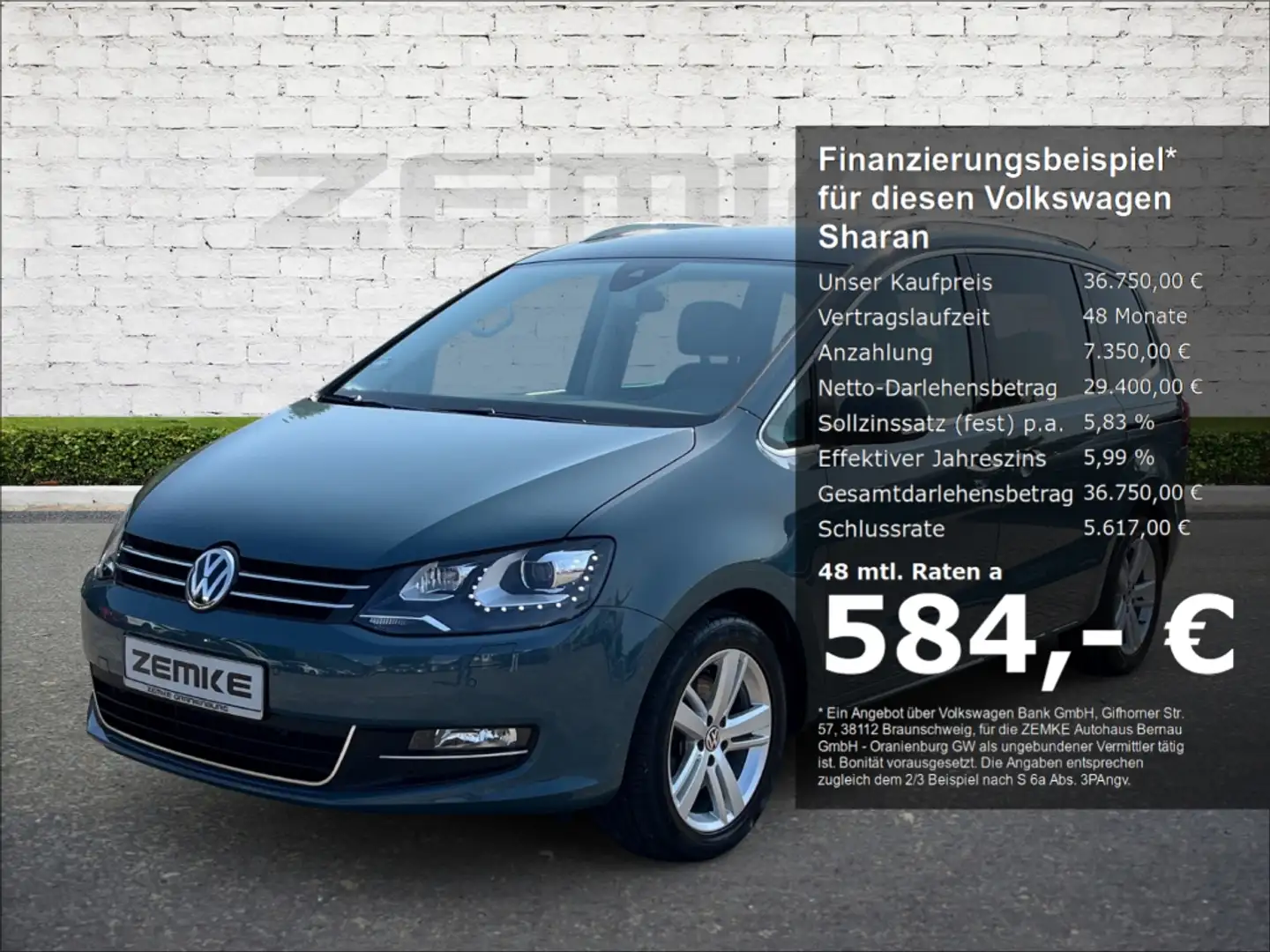 Volkswagen Sharan 2.0 TDI DSG Highline Sportpaket StandHZG AHK Blau - 1