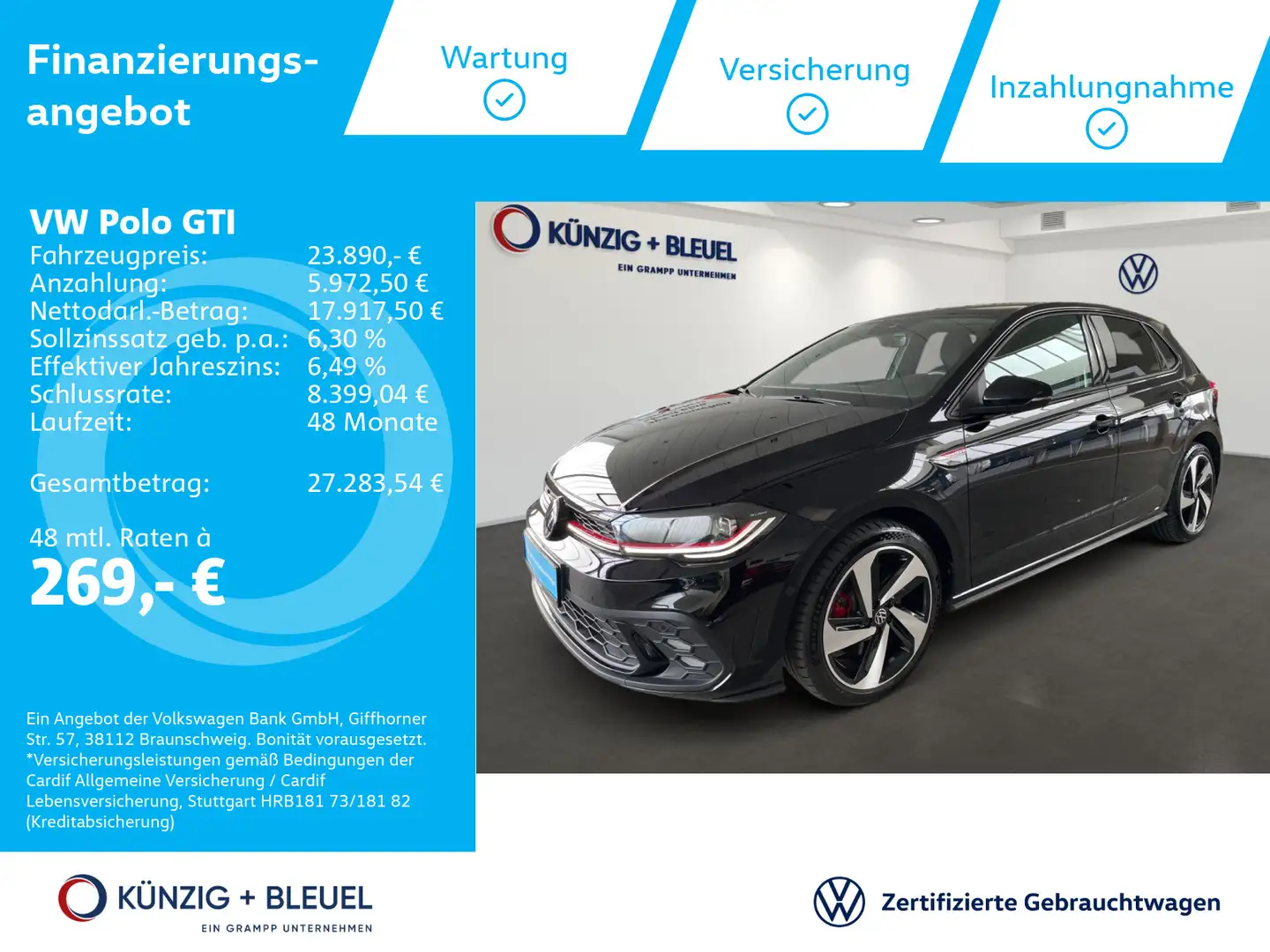 Volkswagen Polo GTI DSG +IQ-DRIVE+MATRIX+ASSISTS+VIRTUAL+ Negru - 1