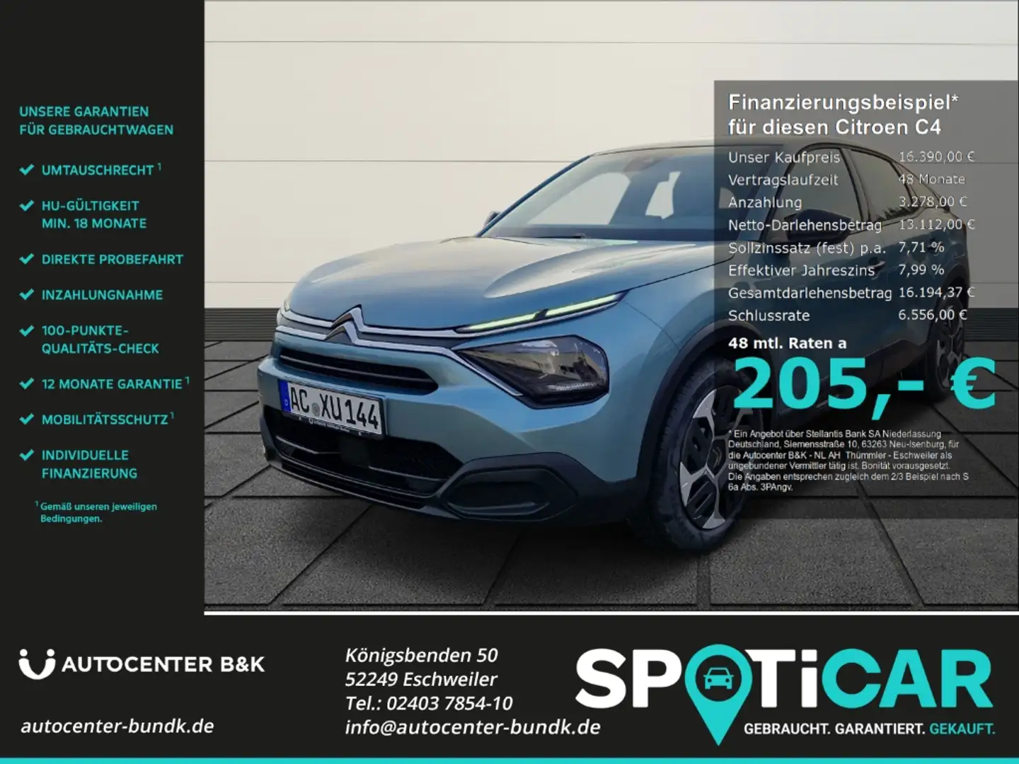 Citroen C4 YOU 1.2 PureTech 100 EU6d 2-Zonen-Klimaautom Klima Blau - 1