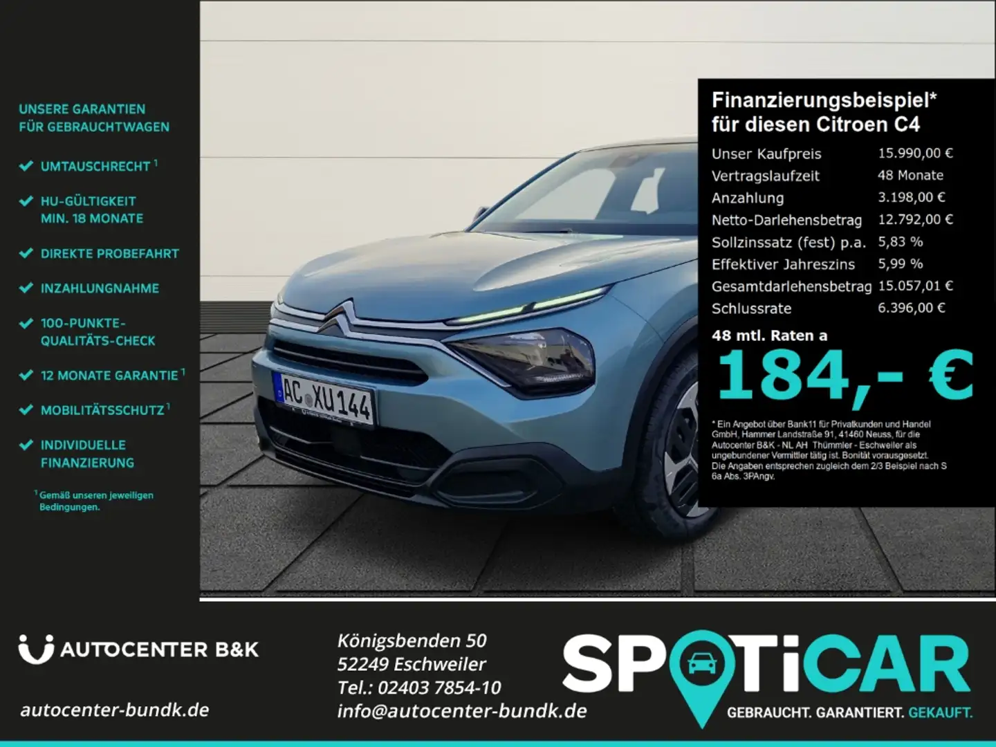 Citroen C4 YOU 1.2 PureTech 100 EU6d 2-Zonen-Klimaautom Klima Blau - 1