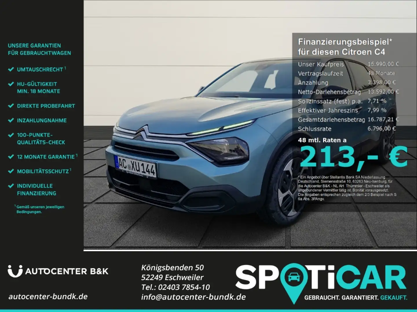 Citroen C4 YOU 1.2 PureTech 100 EU6d 2-Zonen-Klimaautom Klima Blau - 1