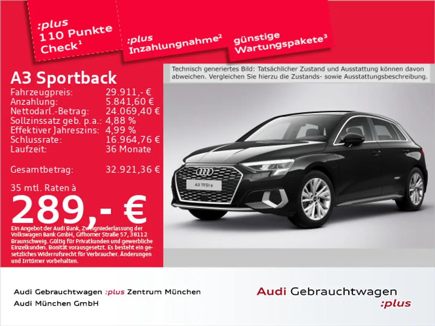 Audi A3 40 TFSI e S tronic advanced B&O/Pan Schwarz - 1