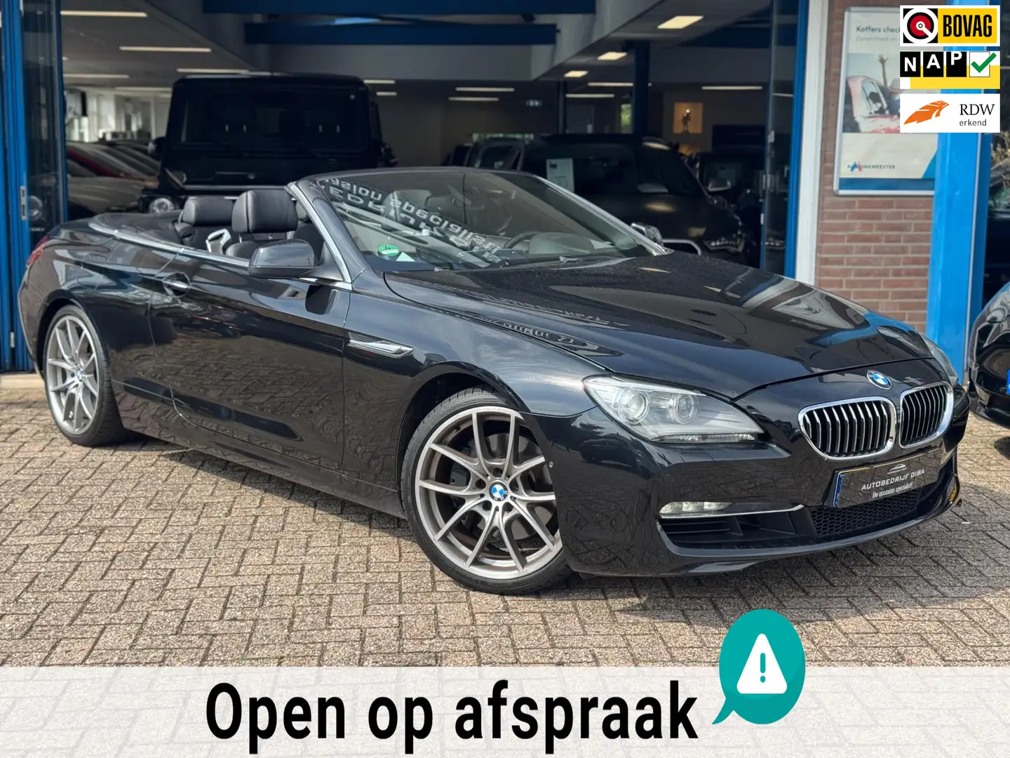 BMW 640 6-serie Cabrio 640i High Executive 2012 AUT NAVI F Zwart - 1