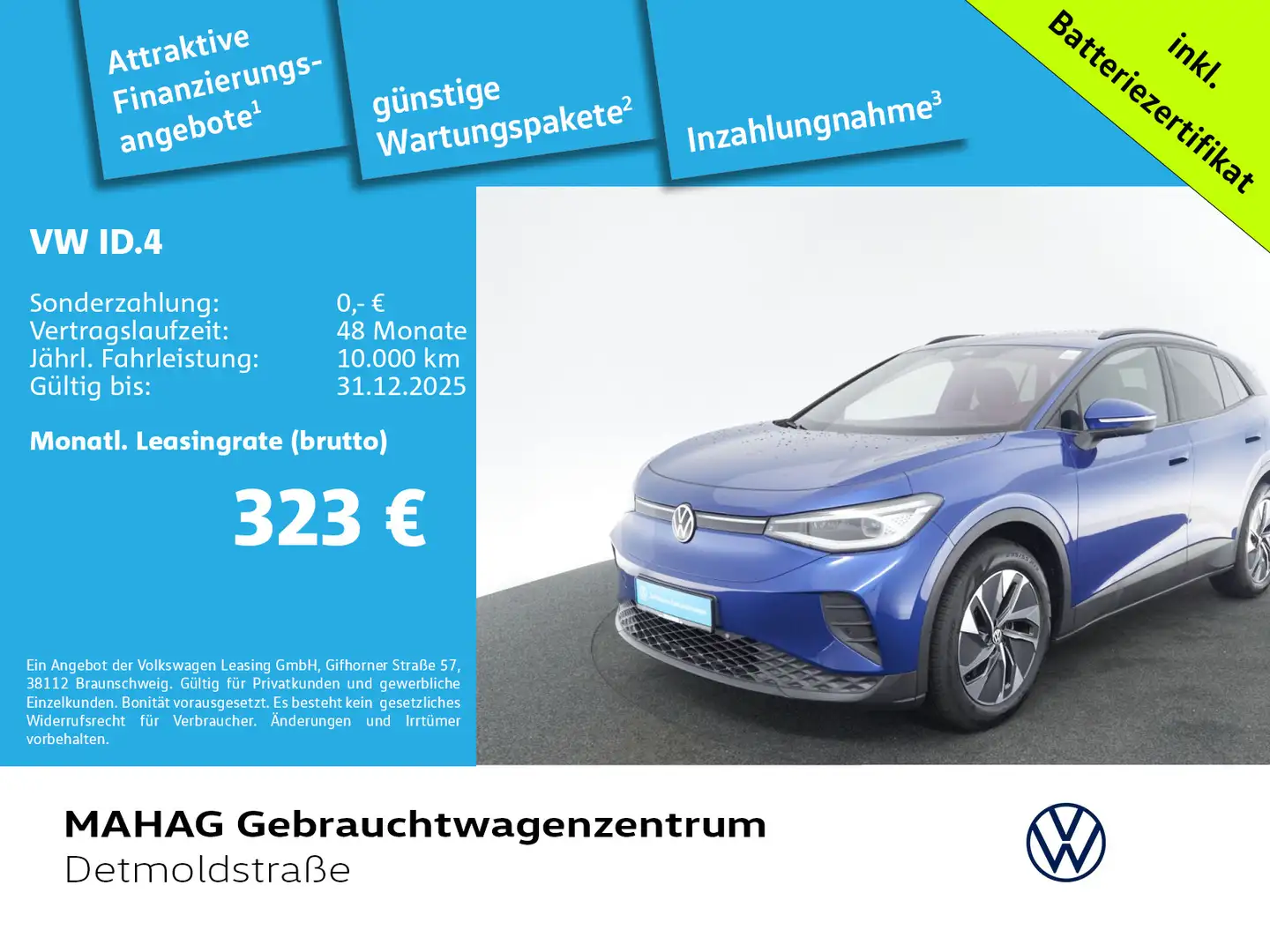 Volkswagen ID.4 Pure 125kW WärmePu NaviPro IQ.LIGHT ACC 19" Blau - 1