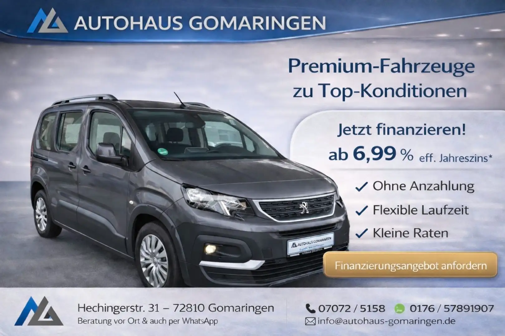 Peugeot Rifter Active L1*NAVIÜ*BT*TMEP*TÜV Neu*SHZ Gris - 1