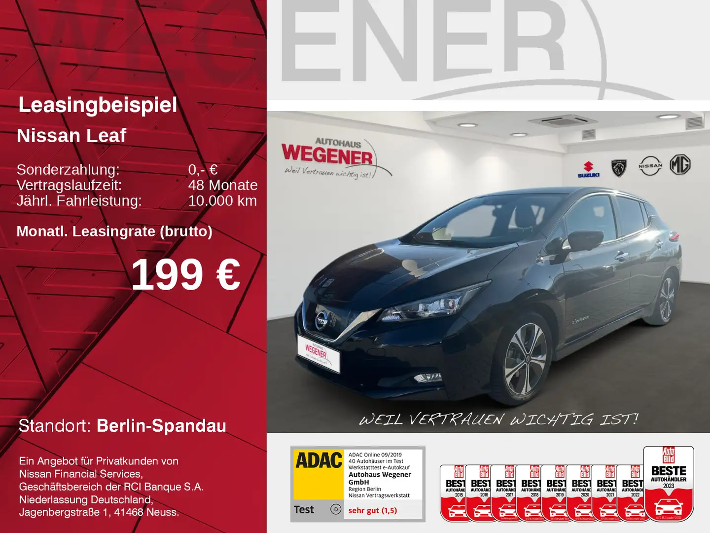 Nissan Leaf LEAF TEKNA ProPILOT-P 3xSitzh LED 360° AVM LEDER Noir - 1