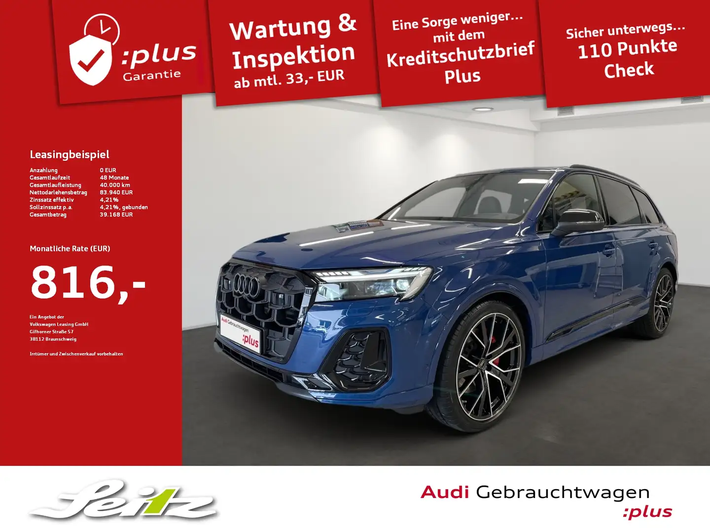 Audi Q7 50 TDI quattro S line *7-SITZER*AHK*B&O*PANO*MATRI Blau - 1