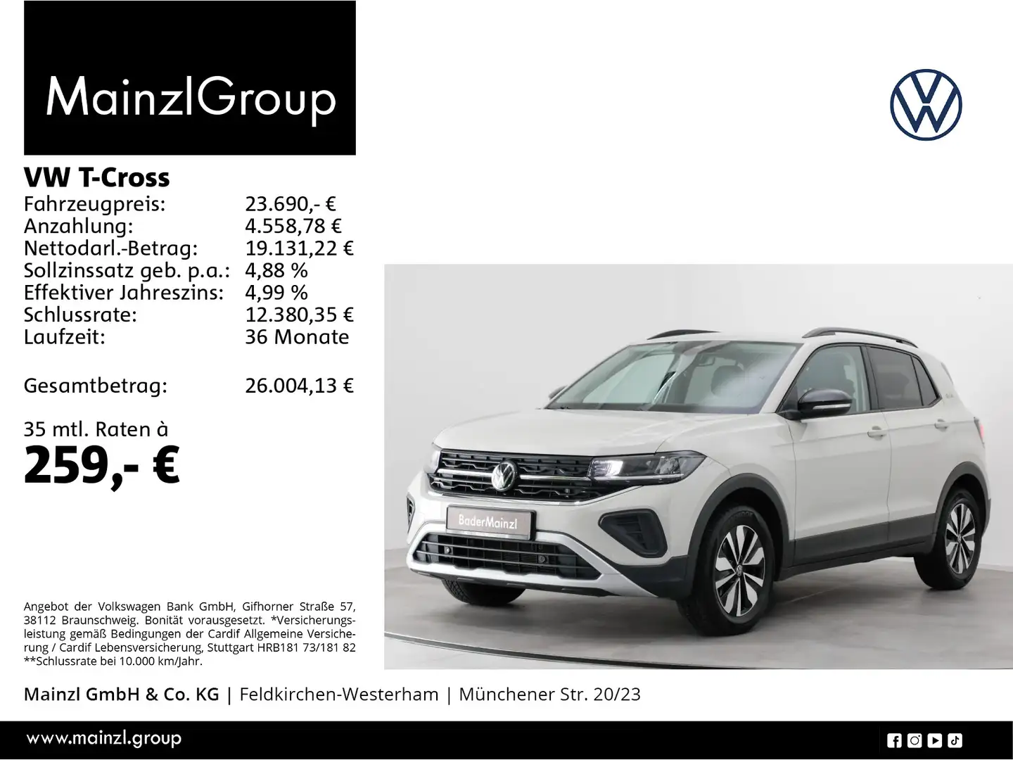 Volkswagen T-Cross 1.0 TSI Goal LED ACC 2xPDC Carplay SHZ Grau - 1