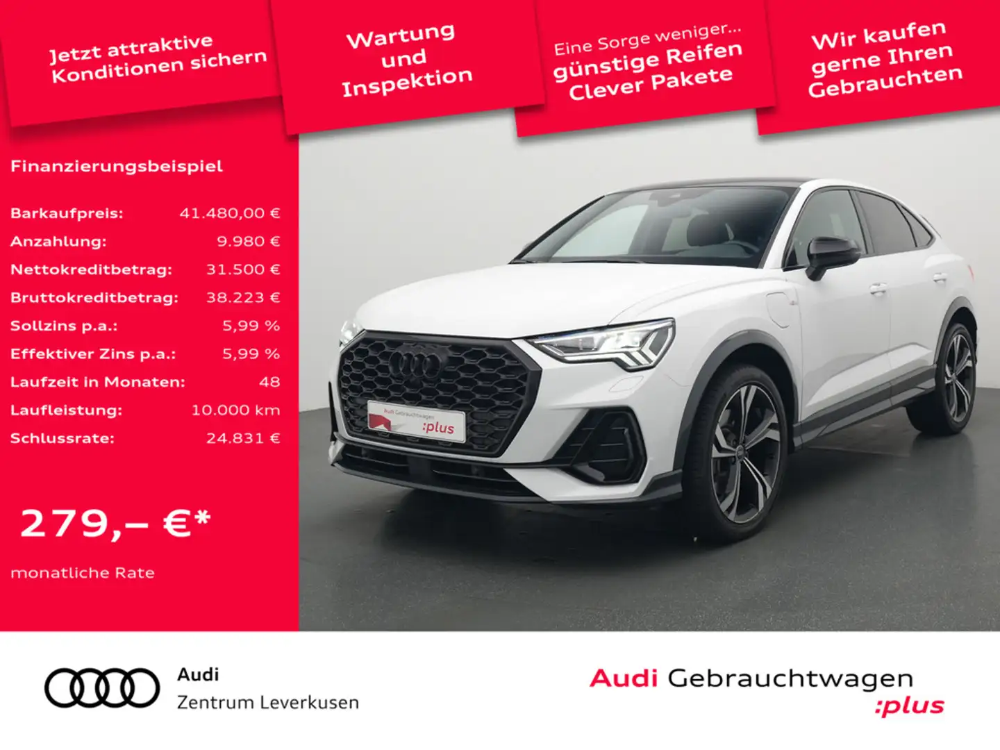 Audi Q3 Sportback e S line S-TRON PANO AHK MATRIX Weiß - 1