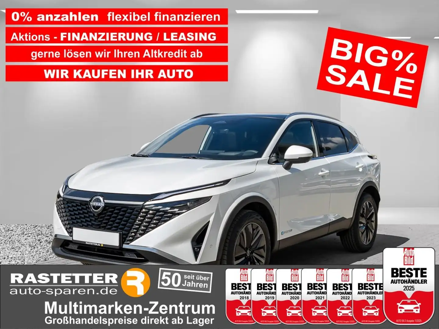 Nissan Qashqai e-POWER tekna facelift+Leder+Pano+Matrix+HUD+ProPi Weiß - 1
