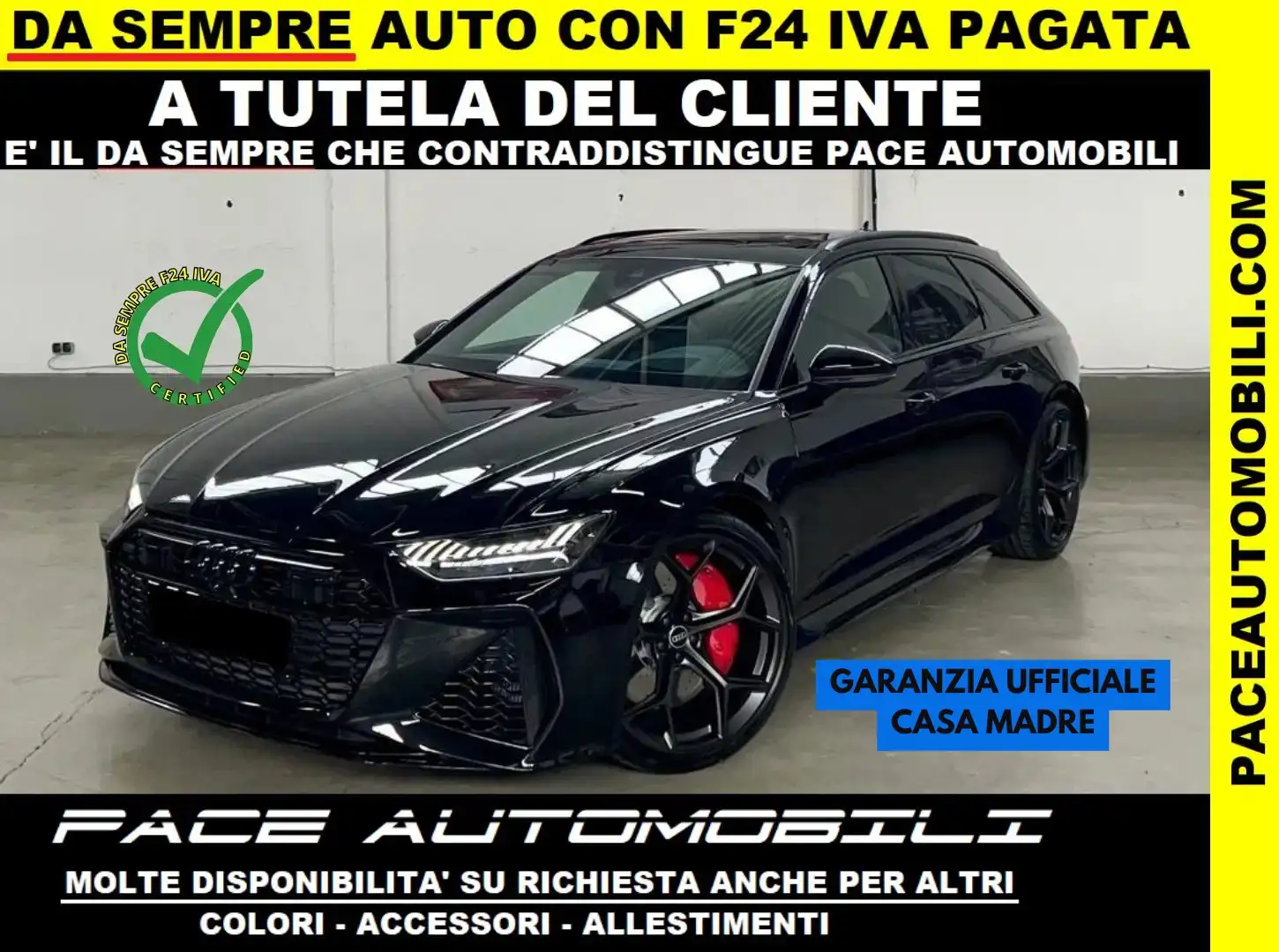 Audi RS6 PERFORMANCE 630CV TETTO KAMERA RS BLACK PACK HUD Nero - 1