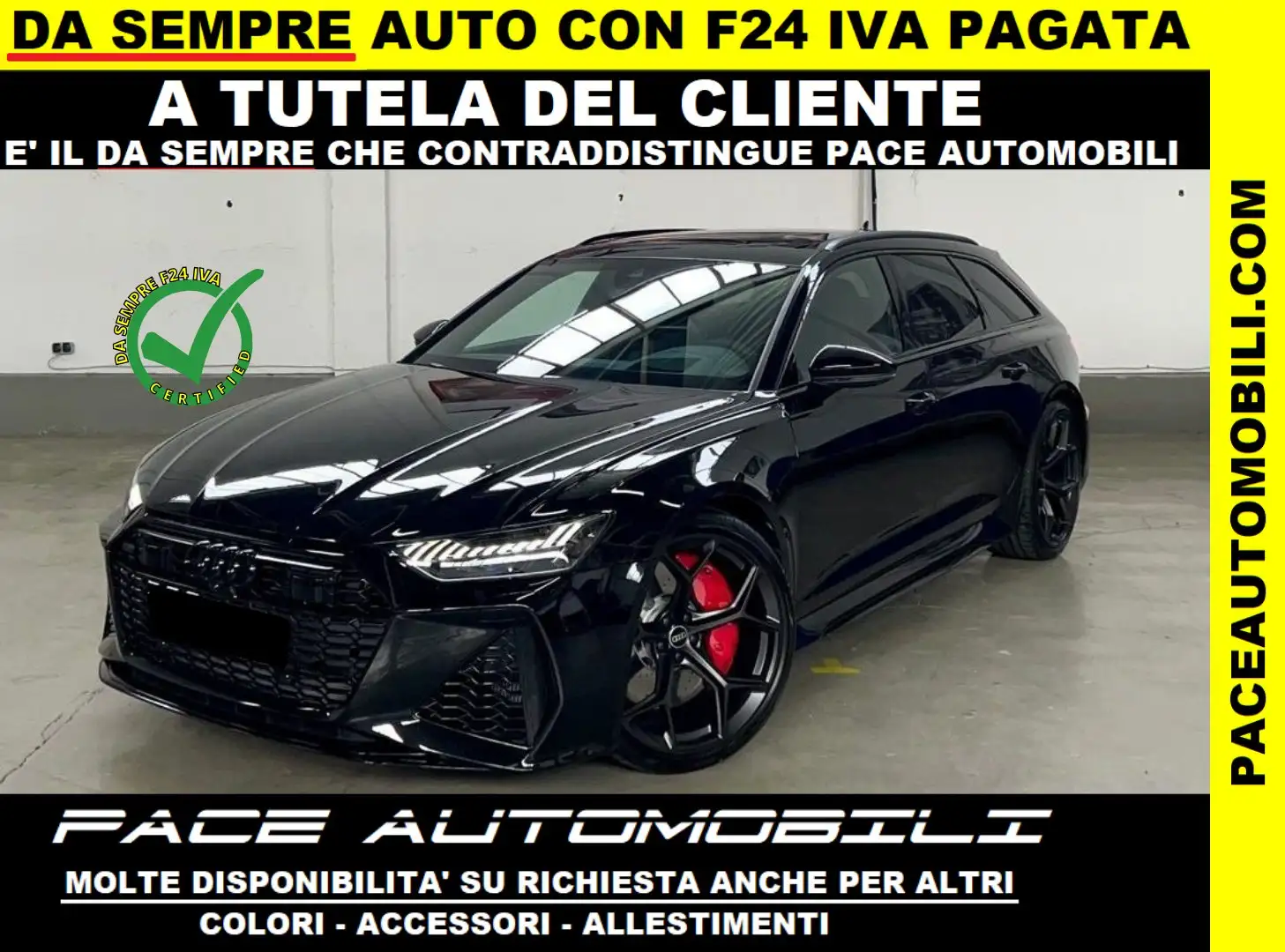 Audi RS6 PERFORMANCE 630CV TETTO KAMERA RS BLACK PACK HUD Nero - 1