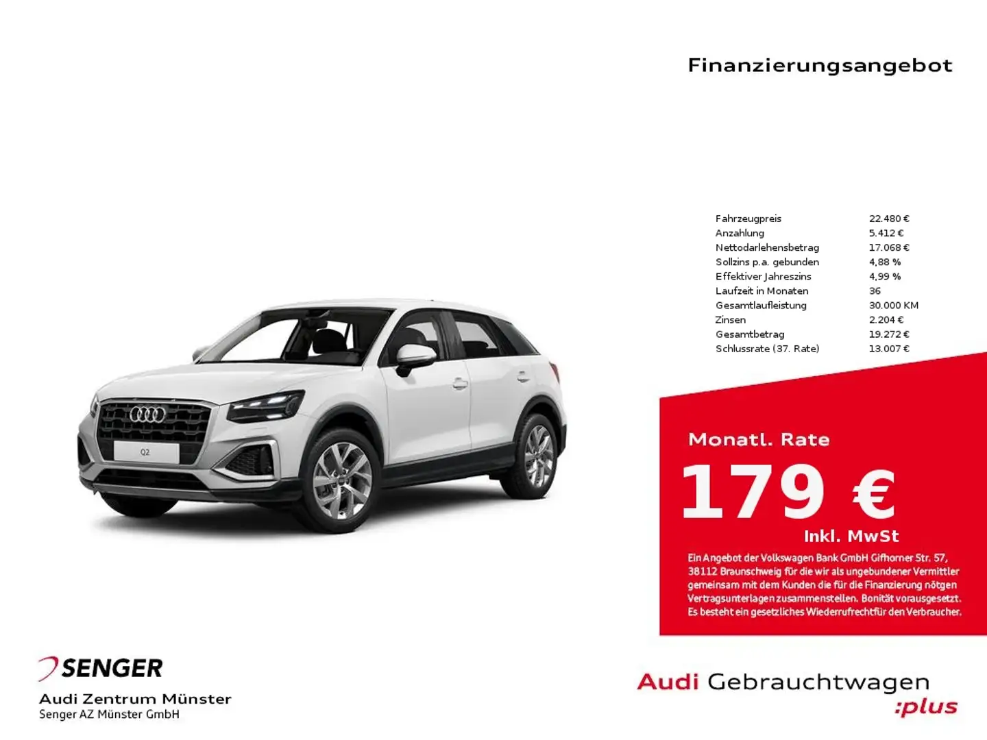 Audi Q2 advanced 30 TFSI MMI Matrix Klima-Komfortpak. Weiß - 1