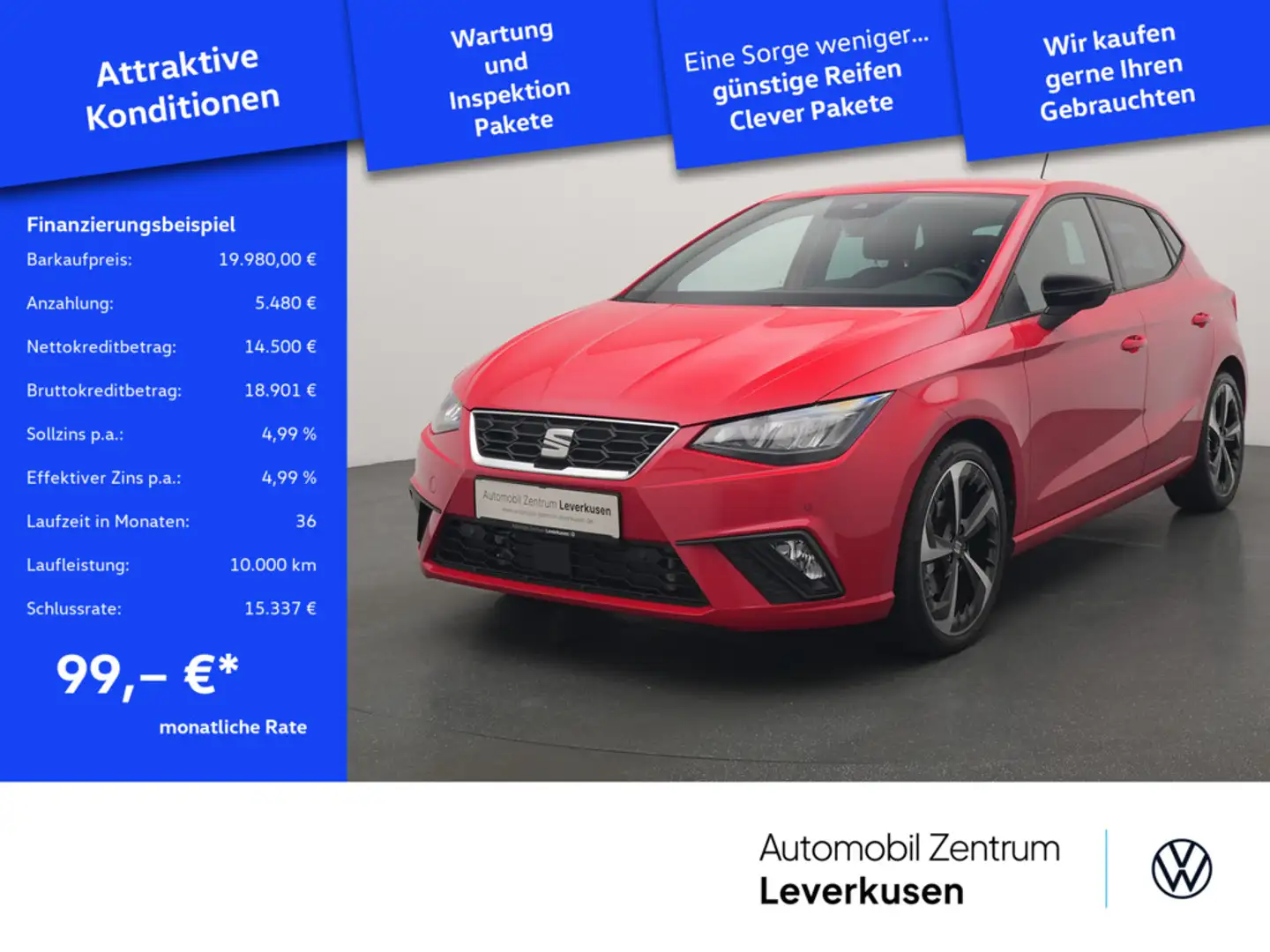 SEAT Ibiza FR DSG VIRT ACC KAM CARPLAY SHZ LED PDC Rot - 1