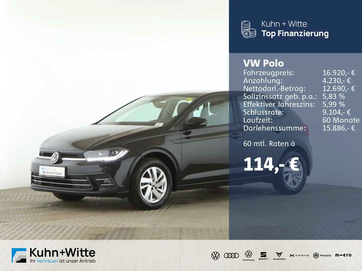 Volkswagen Polo 1.0 TSI Style *IQ.Light*LED*PDC*Navi*SHZ*Kl Zwart - 1