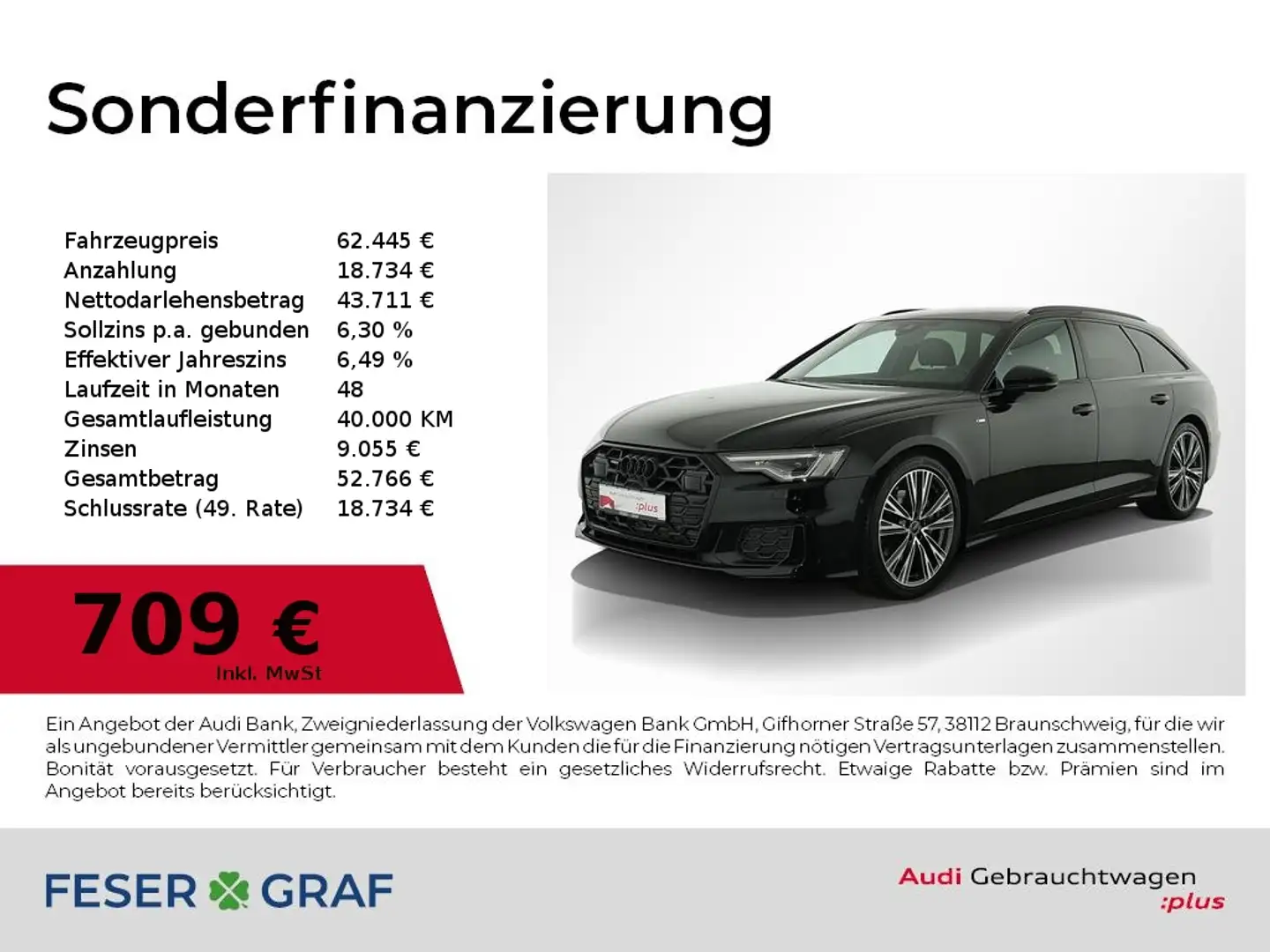 Audi A6 Avant 45TFSI qu S Line Int Pano,Kameras,Leder Schwarz - 1