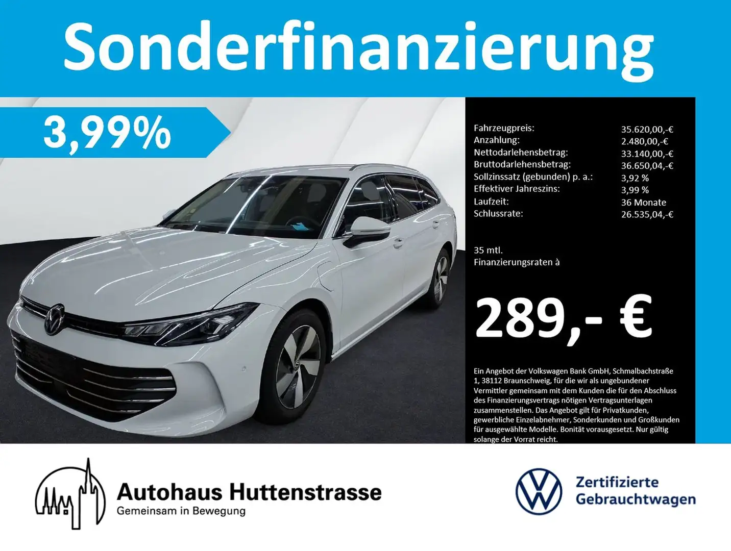 Volkswagen Passat Variant 1.5 eHybrid Business HuD KAMERA AHK Weiß - 1