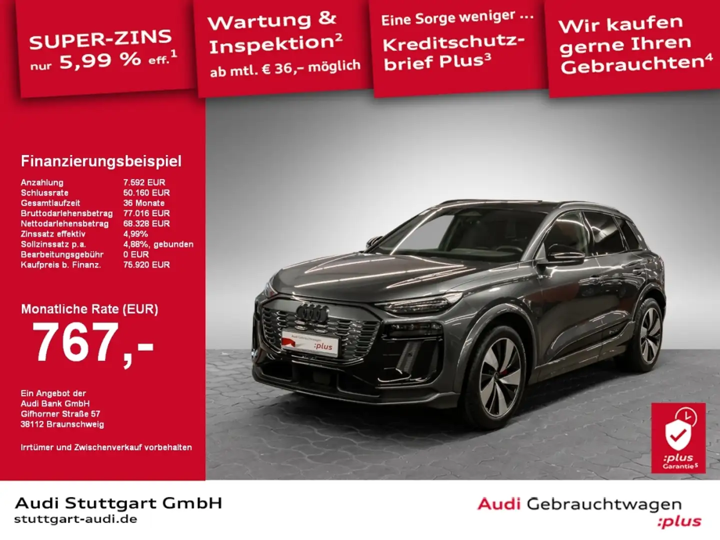 Audi Q6 e-tron 55 quattro B&O AIR Matrix Leder Pano Szary - 1