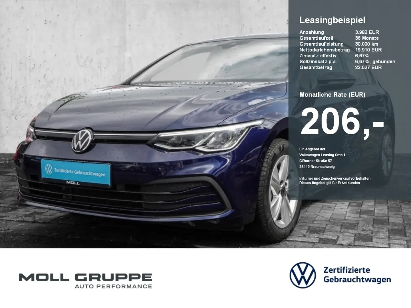Volkswagen Golf 1.0 TSI Life NAVI LM ACC PDC KLIMAA VICO Blauw - 1