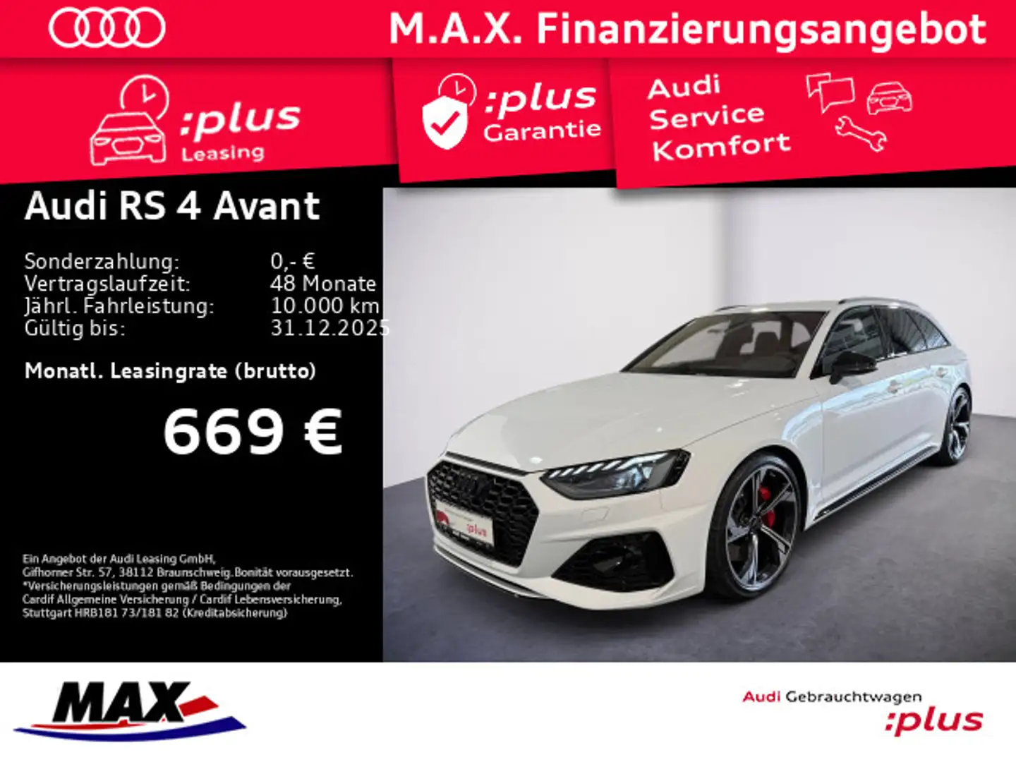 Audi RS4 RS4 Avant QUATTRO 280 KM/H+MATRIX+KAMERA+HUD+B&O Weiß - 1