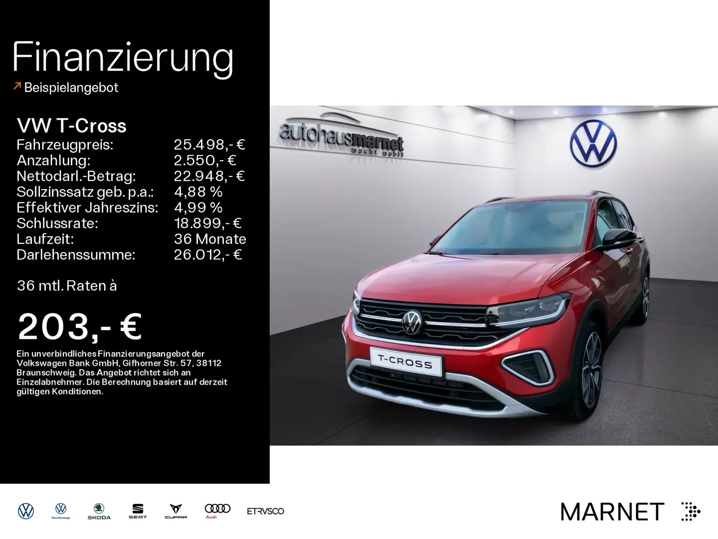 Volkswagen T-Cross 1.0 TSI DSG Style AHK*LAS*TAS*FAS*PAS*NA Rouge - 1