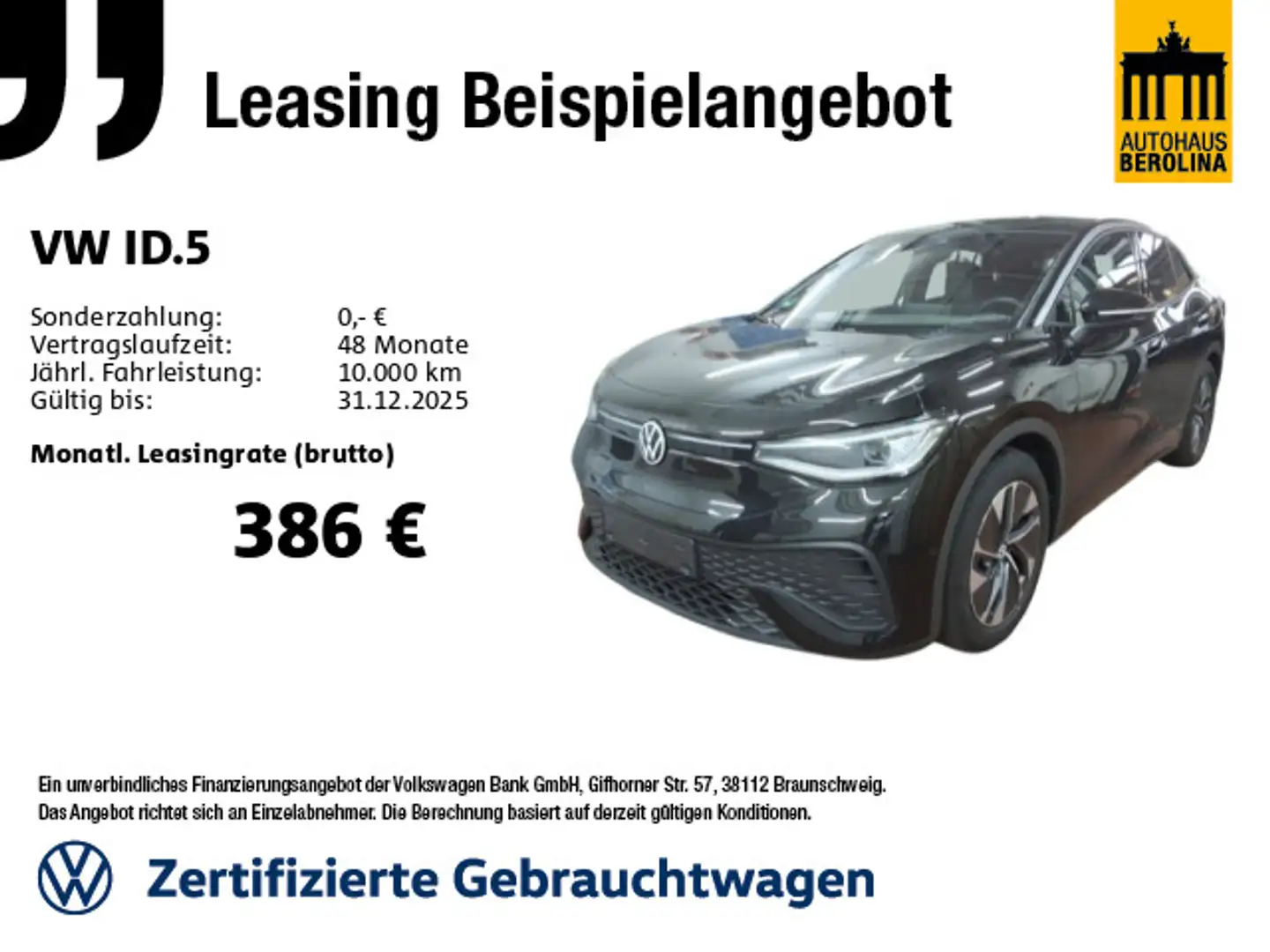 Volkswagen ID.5 Pro *PANO*IQ-MATRIX*360°*WärmeP*AR-HuD*SHZ* Schwarz - 1