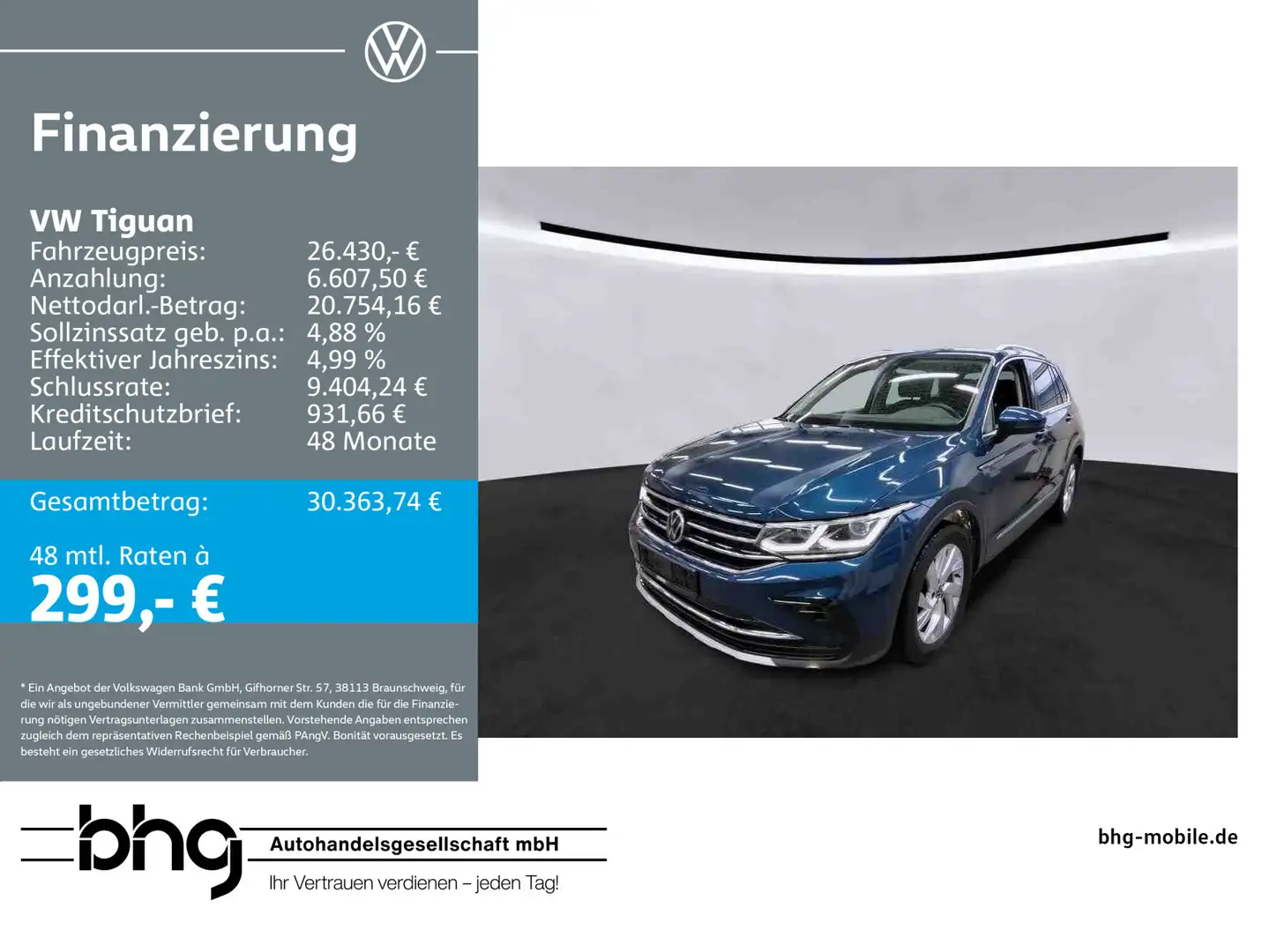 Volkswagen Tiguan 2.0 TDI Elegance *MATRIX*NAVI*PANO* Bleu - 1