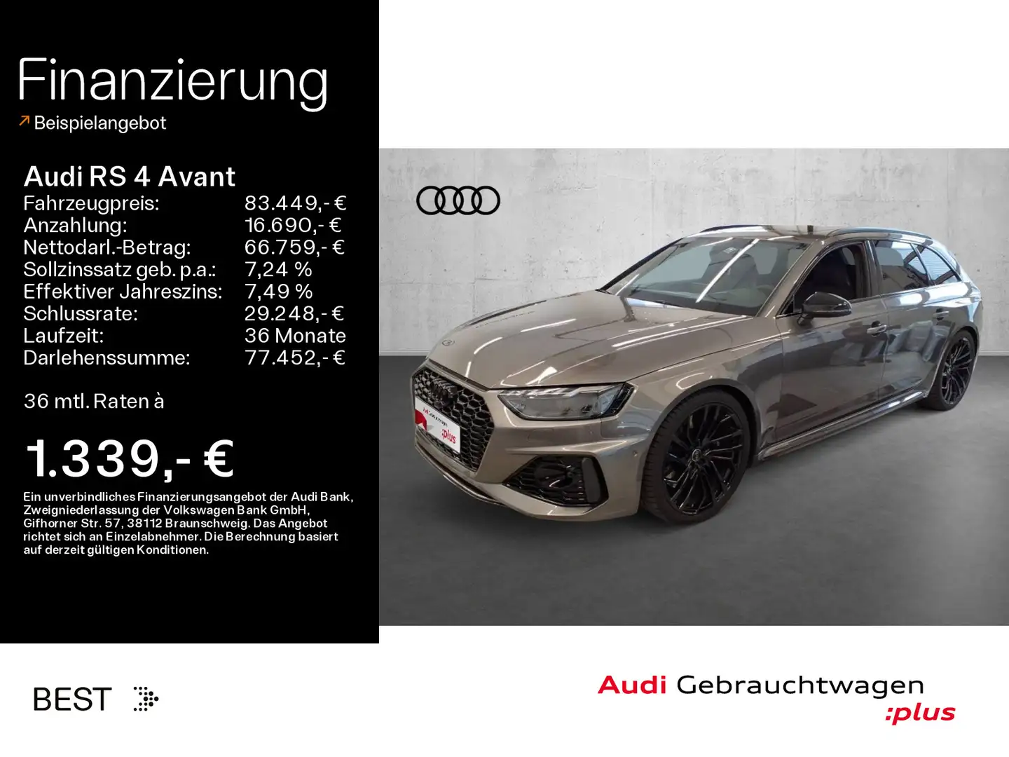 Audi RS4 *NAVI-PLUS*HUD*RS-AGA*PANO*OPTIK-PAKET Grau - 1