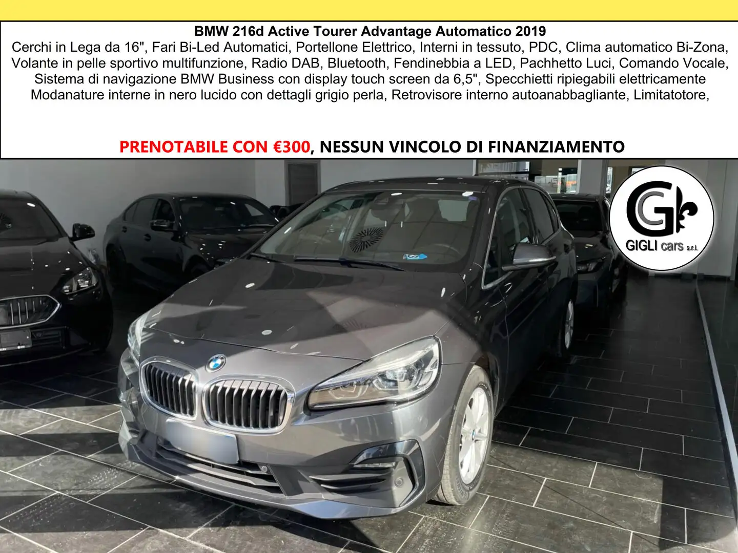 BMW 216 216d Advantage Active Tourer PDC Led Navi C.16" Grijs - 1