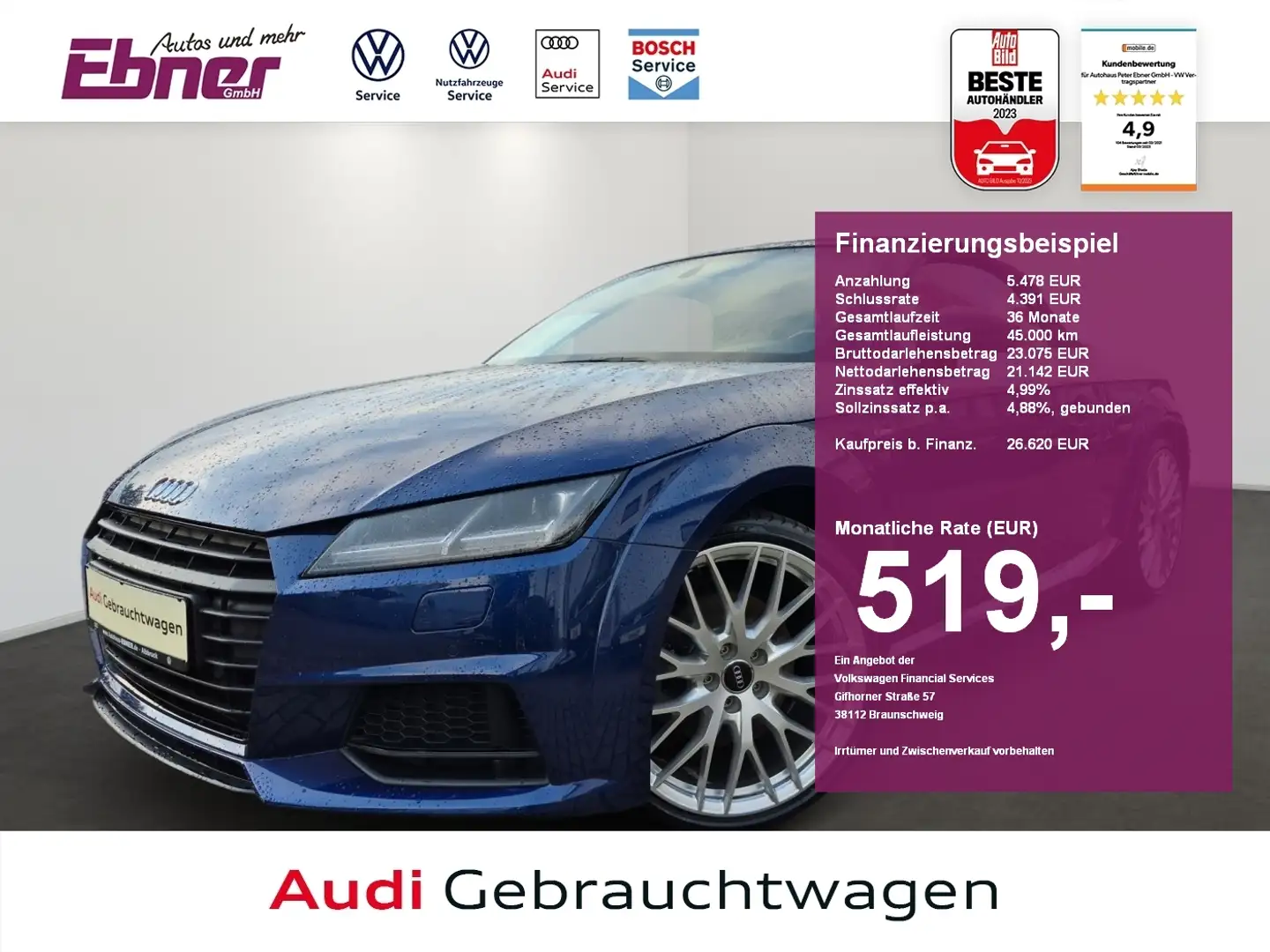 Audi TT Roadster S-LINE SELECTION TSI DSG NAVI+LED+GRA+SIT Blau - 1