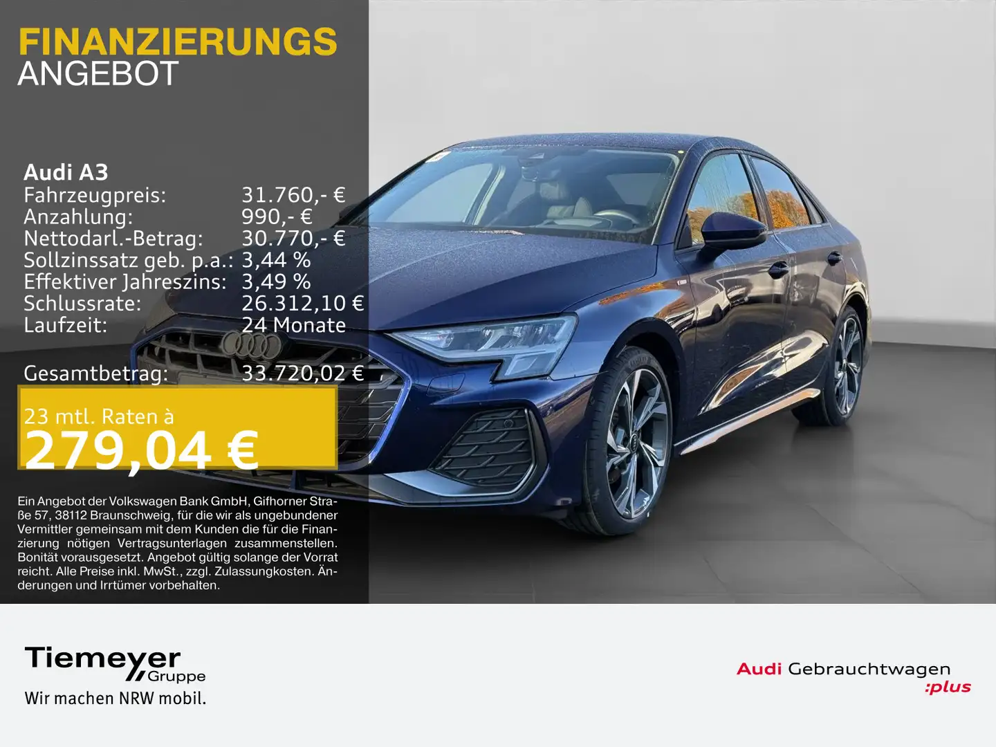 Audi A3 Limo 35 TFSI S LINE LM18 SPORTS HuD AHK SONOS Blau - 1