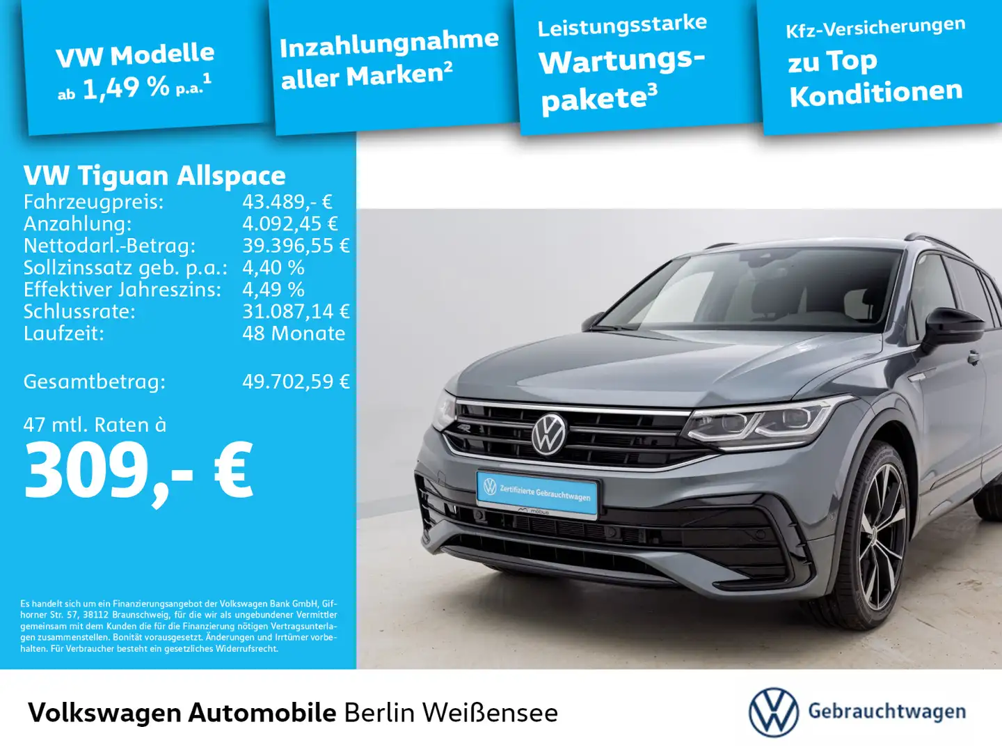Volkswagen Tiguan Allspace 2.0 TSI R-Line 4Motion *DSG*NAV* Grau - 1