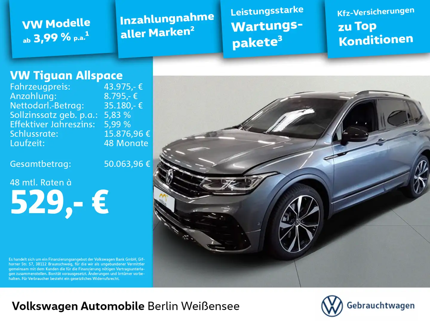 Volkswagen Tiguan Allspace 2.0 TSI R-Line 4Motion *DSG*NAV* Grau - 1