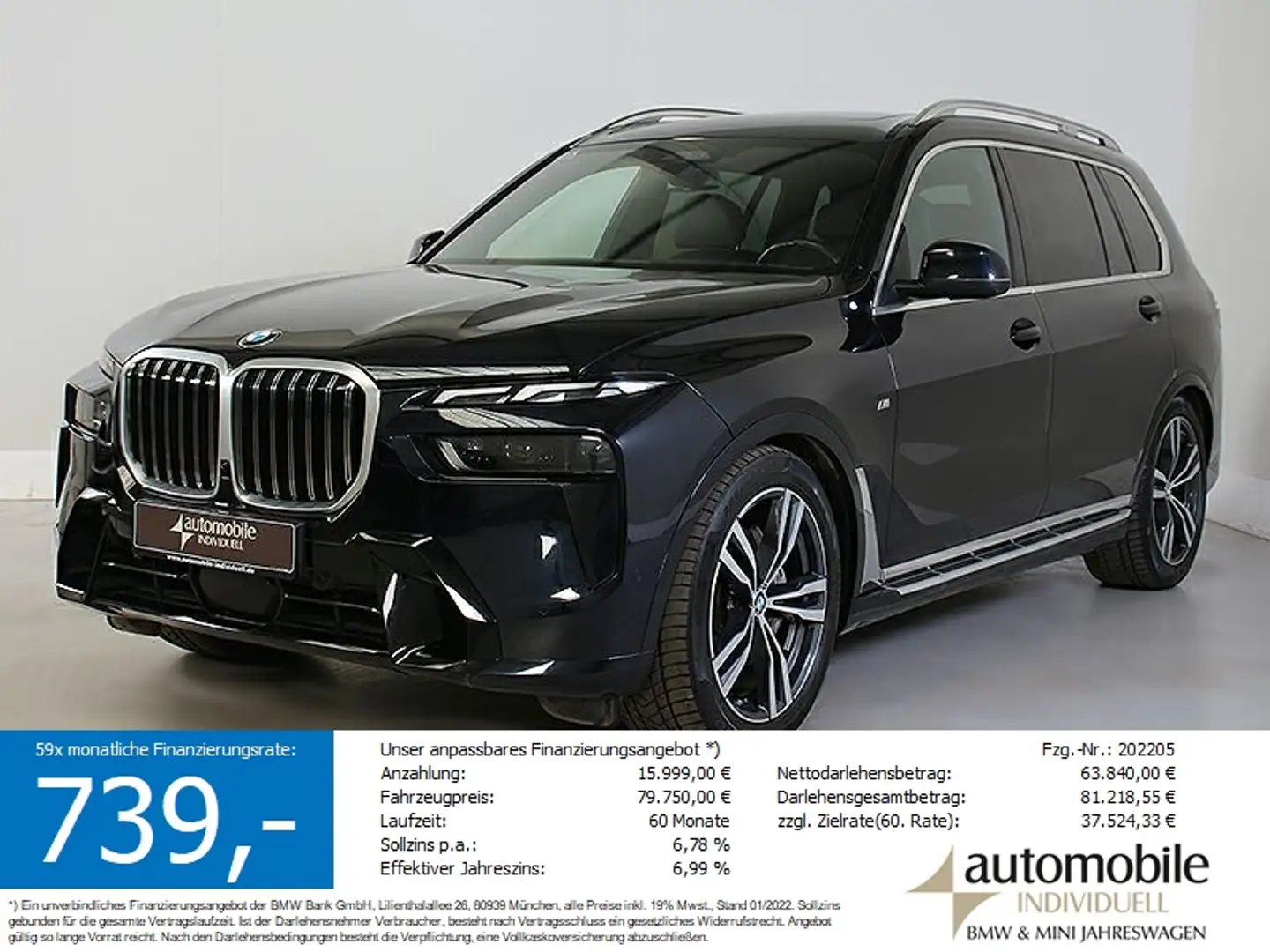 BMW X7 xDr. 40dA M Sport Standh ACC HuD Panorama Negru - 1