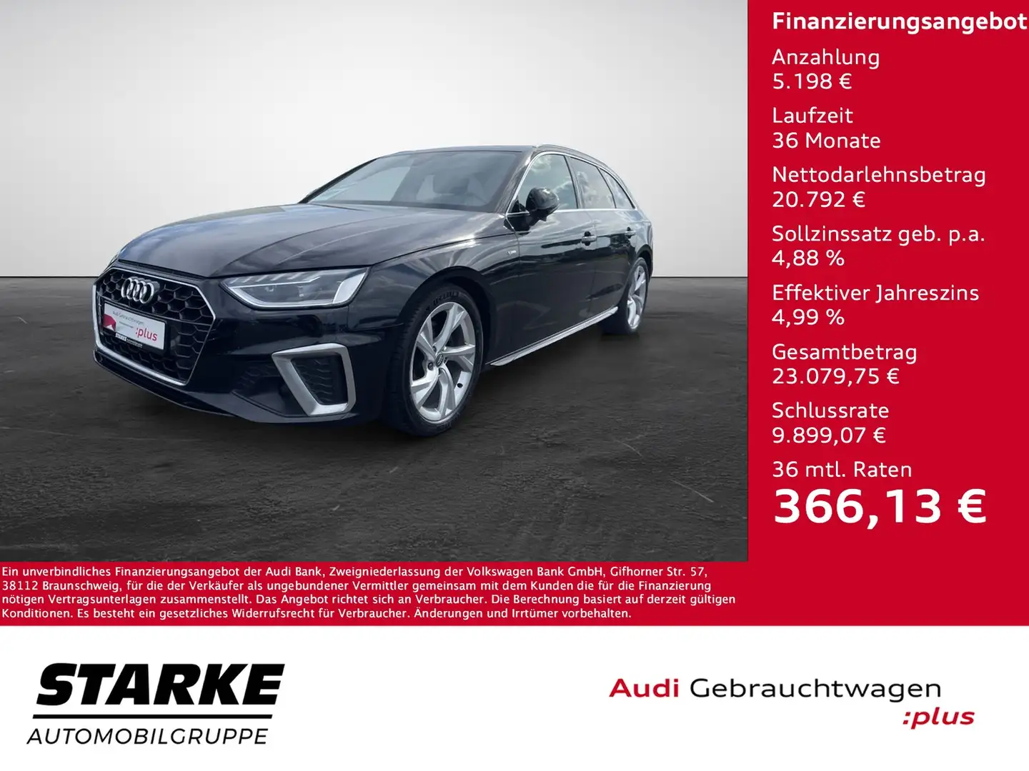 Audi A4 Avant 40 TFSI S tronic S line Noir - 1